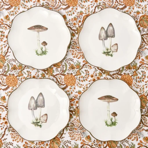 Starter Plates | Crockery Sets<Mrs. Alice Scalloped Mushroom Starter Plates (Set of 4)