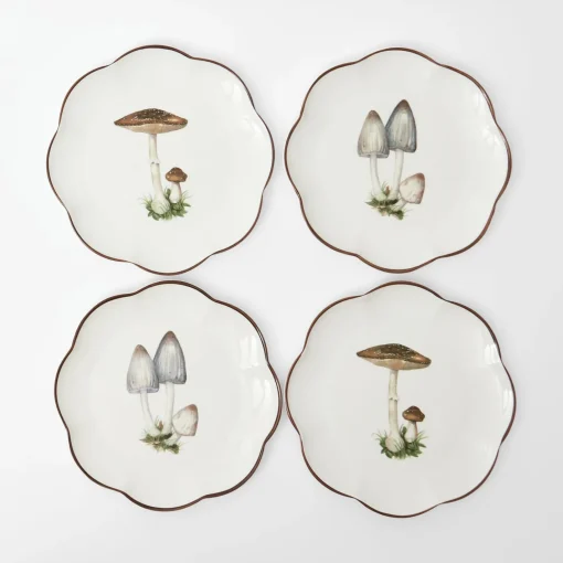 Starter Plates | Crockery Sets<Mrs. Alice Scalloped Mushroom Starter Plates (Set of 4)