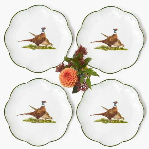 Starter Plates | Crockery Sets<Mrs. Alice Scalloped Pheasant Starter Plates (Set of 4)