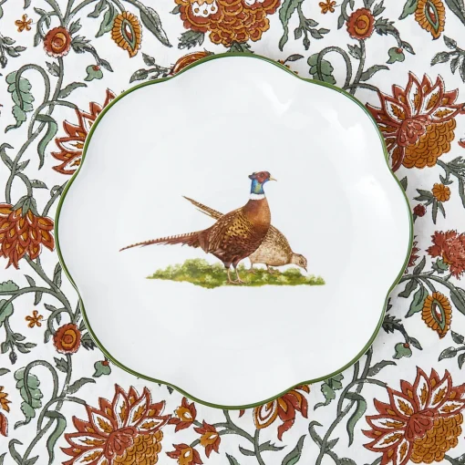 Starter Plates | Crockery Sets<Mrs. Alice Scalloped Pheasant Starter Plates (Set of 4)