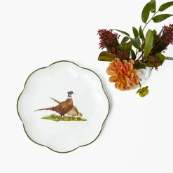 Starter Plates | Crockery Sets<Mrs. Alice Scalloped Pheasant Starter Plates (Set of 4)