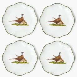 Starter Plates | Crockery Sets<Mrs. Alice Scalloped Pheasant Starter Plates (Set of 4)