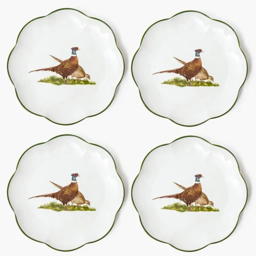 Starter Plates | Crockery Sets<Mrs. Alice Scalloped Pheasant Starter Plates (Set of 4)