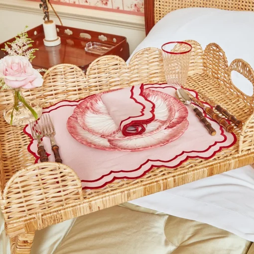 Trays | Trays<Mrs. Alice Scalloped Rattan Breakfast Tray