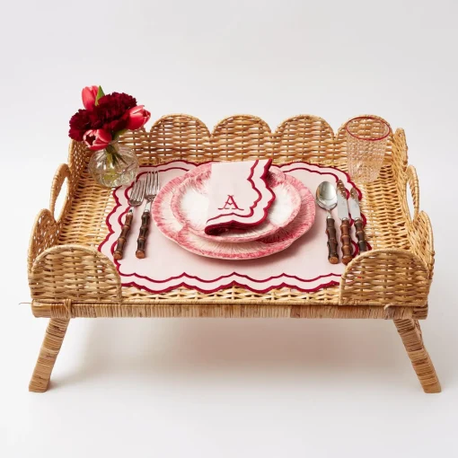 Trays | Trays<Mrs. Alice Scalloped Rattan Breakfast Tray