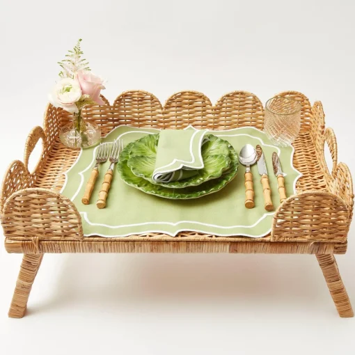 Trays | Trays<Mrs. Alice Scalloped Rattan Breakfast Tray