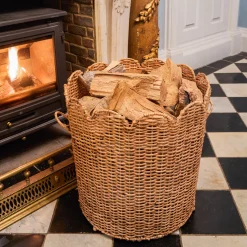 For Him | Neutral Chic<Mrs. Alice Scalloped Rattan Log Basket