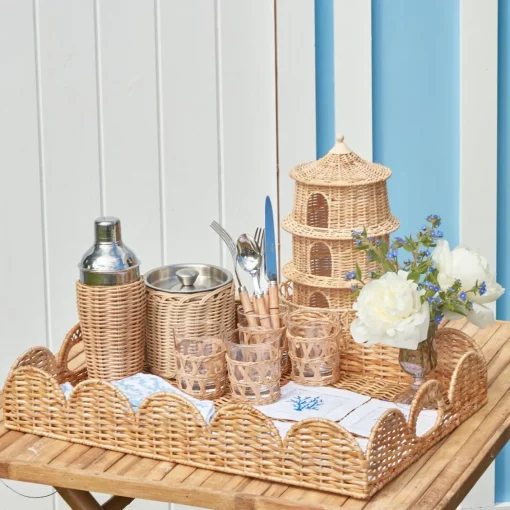 Trays | Trays<Mrs. Alice Scalloped Rattan Tray