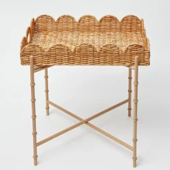Trays | Trays<Mrs. Alice Scalloped Rattan Tray With Stand