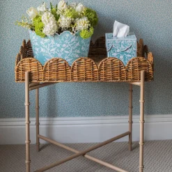 Trays | Trays<Mrs. Alice Scalloped Rattan Tray With Stand