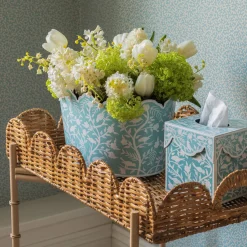 Trays | Trays<Mrs. Alice Scalloped Rattan Tray With Stand