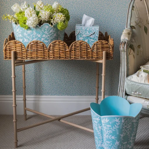 Trays | Trays<Mrs. Alice Scalloped Rattan Tray With Stand