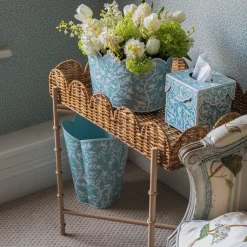 Trays | Trays<Mrs. Alice Scalloped Rattan Tray With Stand