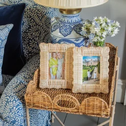 Trays | Trays<Mrs. Alice Scalloped Rattan Tray With Stand