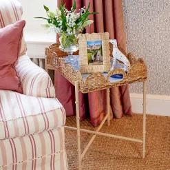 Trays | Trays<Mrs. Alice Scalloped Rattan Tray With Stand