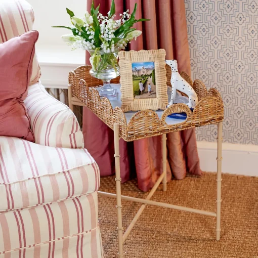 Trays | Trays<Mrs. Alice Scalloped Rattan Tray With Stand