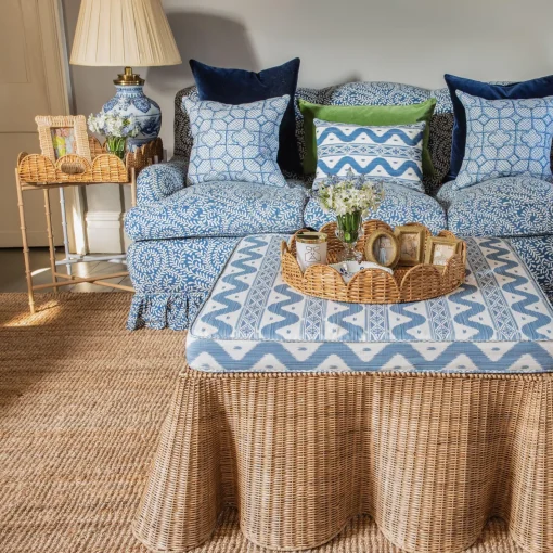 Trays | Trays<Mrs. Alice Scalloped Rattan Tray With Stand