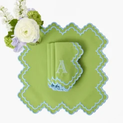Summer Table Linen | Napkins<Mrs. Alice Scarlett Green & Blue Napkins (Set of 4)