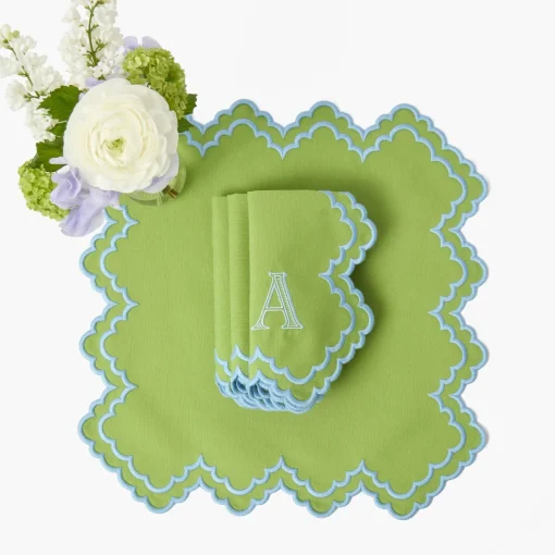Summer Table Linen | Napkins<Mrs. Alice Scarlett Green & Blue Napkins (Set of 4)
