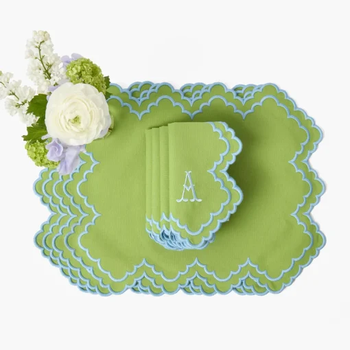 Summer Table Linen | Table Linen Sets<Mrs. Alice Scarlett Green & Blue Placemats & Napkins (Set of 4)