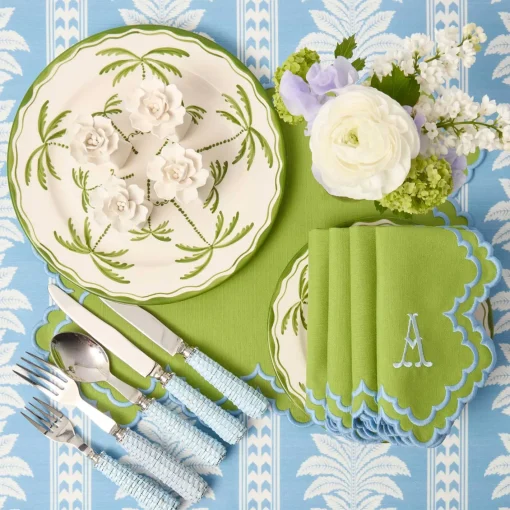 Summer Table Linen | Table Linen Sets<Mrs. Alice Scarlett Green & Blue Placemats & Napkins (Set of 4)