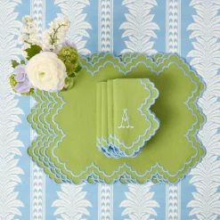 Summer Table Linen | Placemats<Mrs. Alice Scarlett Green & Blue Placemats (Set of 4)