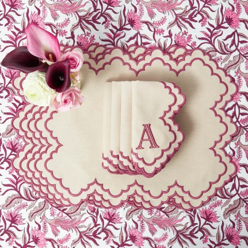 Summer Table Linen | Table Linen Sets<Mrs. Alice Scarlett Sand Placemats & Napkins (Set of 4)