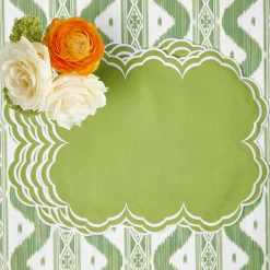 Summer Table Linen | Placemats<Mrs. Alice Serena Apple Green Scalloped Placemats (Set of 4)