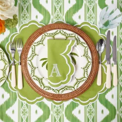 Summer Table Linen | Table Linen Sets<Mrs. Alice Serena Apple Green Scalloped Placemats & Napkins (Set of 4)