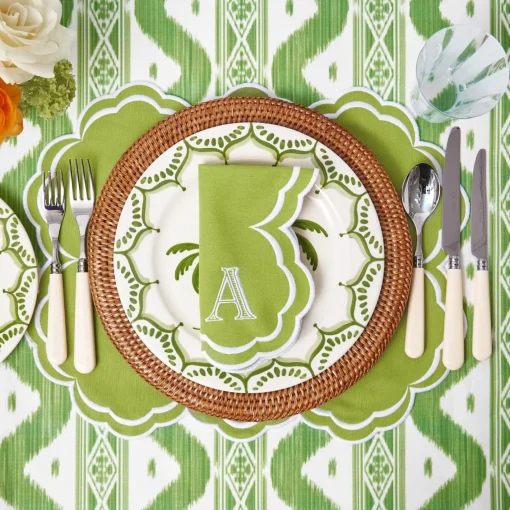Summer Table Linen | Table Linen Sets<Mrs. Alice Serena Apple Green Scalloped Placemats & Napkins (Set of 4)