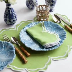 Summer Table Linen | Placemats<Mrs. Alice Serena Apple Green Scalloped Placemats (Set of 4)