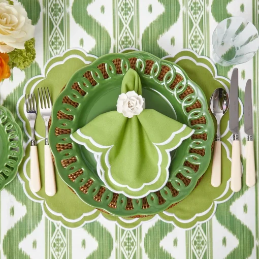 Summer Table Linen | Table Linen Sets<Mrs. Alice Serena Apple Green Scalloped Placemats & Napkins (Set of 4)