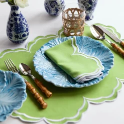 Summer Table Linen | Table Linen Sets<Mrs. Alice Serena Apple Green Scalloped Placemats & Napkins (Set of 4)