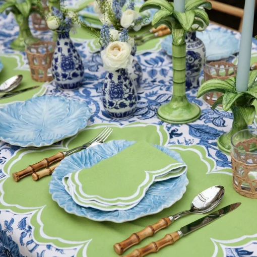 Summer Table Linen | Napkins<Mrs. Alice Serena Apple Green Scalloped Napkins (Set of 4)