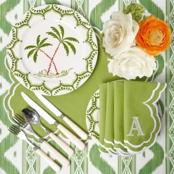 Summer Table Linen | Table Linen Sets<Mrs. Alice Serena Apple Green Scalloped Placemats & Napkins (Set of 4)