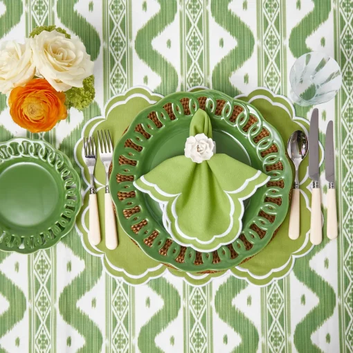 Summer Table Linen | Napkins<Mrs. Alice Serena Apple Green Scalloped Napkins (Set of 4)