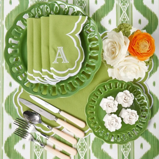 Summer Table Linen | Napkins<Mrs. Alice Serena Apple Green Scalloped Napkins (Set of 4)