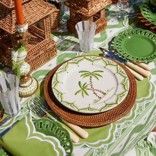 Summer Table Linen | Placemats<Mrs. Alice Serena Apple Green Scalloped Placemats (Set of 4)