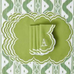 Summer Table Linen | Napkins<Mrs. Alice Serena Apple Green Scalloped Napkins (Set of 4)