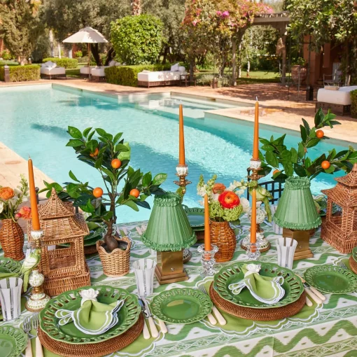 Summer Table Linen | Placemats<Mrs. Alice Serena Apple Green Scalloped Placemats (Set of 4)