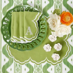 Summer Table Linen | Table Linen Sets<Mrs. Alice Serena Apple Green Scalloped Placemats & Napkins (Set of 4)
