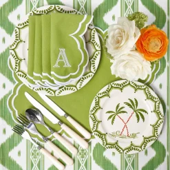 Summer Table Linen | Napkins<Mrs. Alice Serena Apple Green Scalloped Napkins (Set of 4)