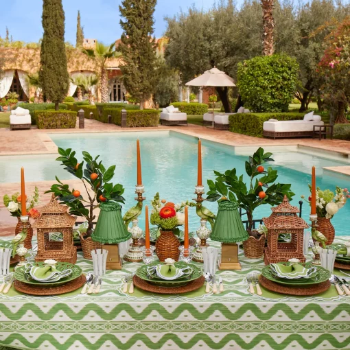 Summer Table Linen | Table Linen Sets<Mrs. Alice Serena Apple Green Scalloped Placemats & Napkins (Set of 4)