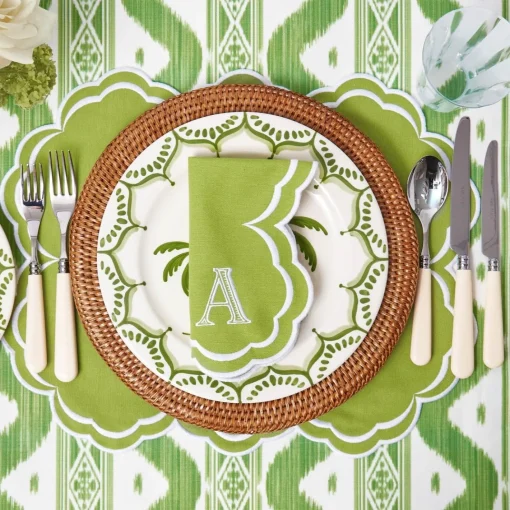 Summer Table Linen | Napkins<Mrs. Alice Serena Apple Green Scalloped Napkins (Set of 4)