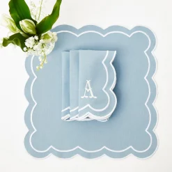Napkins | Mrs. Alice Monogram<Mrs. Alice Serena Appliqué Blue Napkins (Set of 4)