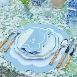 Napkins | Mrs. Alice Monogram<Mrs. Alice Serena Appliqué Blue Napkins (Set of 4)