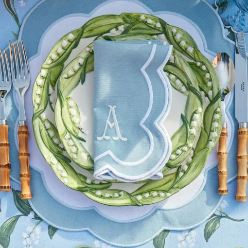 Napkins | Mrs. Alice Monogram<Mrs. Alice Serena Appliqué Blue Napkins (Set of 4)
