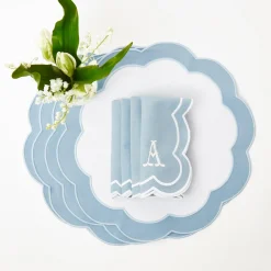 Placemats | For Her<Mrs. Alice Serena Appliqué Blue Placemats (Set of 4)