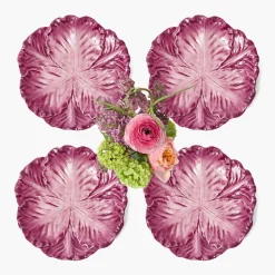 Summer Crockery | Starter Plates<Mrs. Alice Serena Aubergine Cabbage Starter Plates (Set of 4)