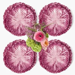 Summer Crockery | Crockery Sets<Mrs. Alice Serena Aubergine Cabbage Dinner & Starter Plates (Set of 8)